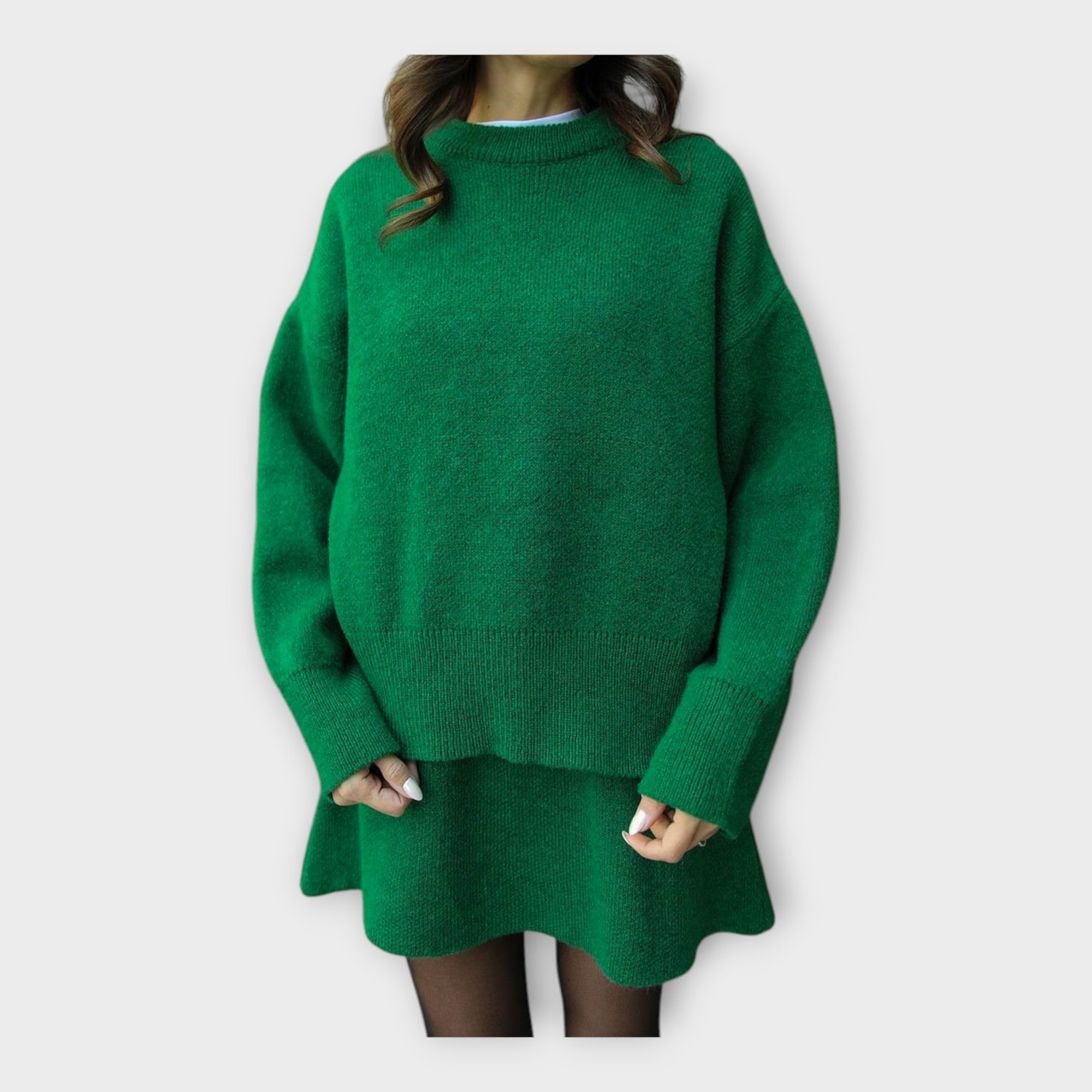 Knitted Blouse and Skirt Set with a Modern Line