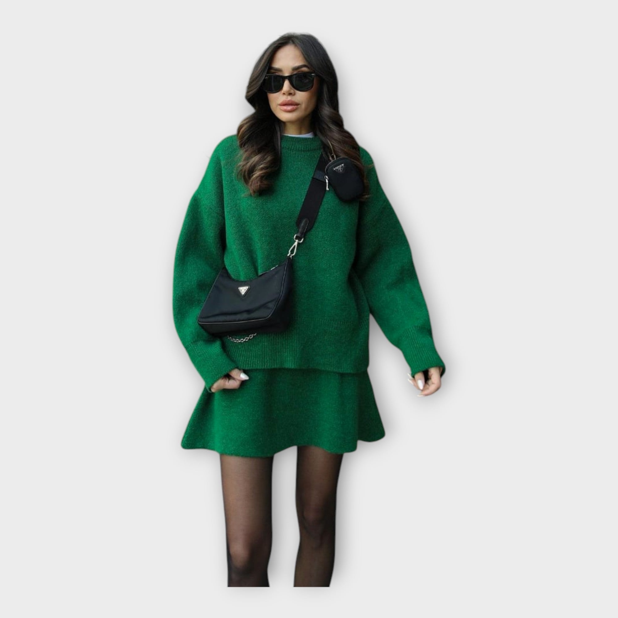 Knitted Blouse and Skirt Set with a Modern Line